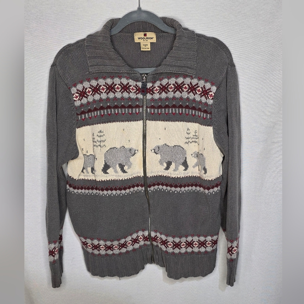 Vintage Woolrich Full Zip Sweater Polar Bears XL